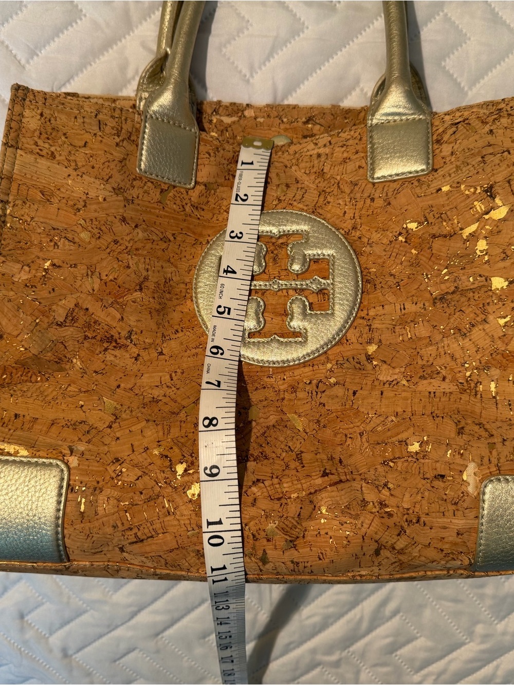 Tory Burch Cork Tote with Gold Metallic Trim - Picture 11 of 12